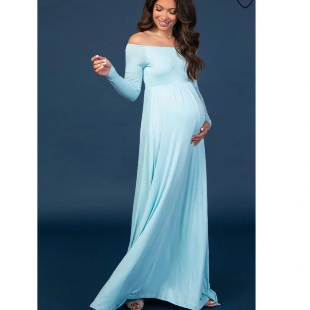 PinkBlush‎ Off the shoulder maternity Maxi Dress